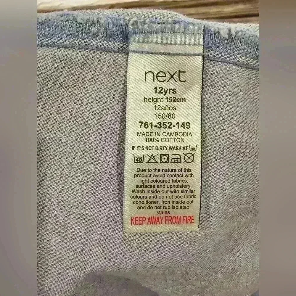 next Girls Vintage Style Button Up Denim Jacket Size 12